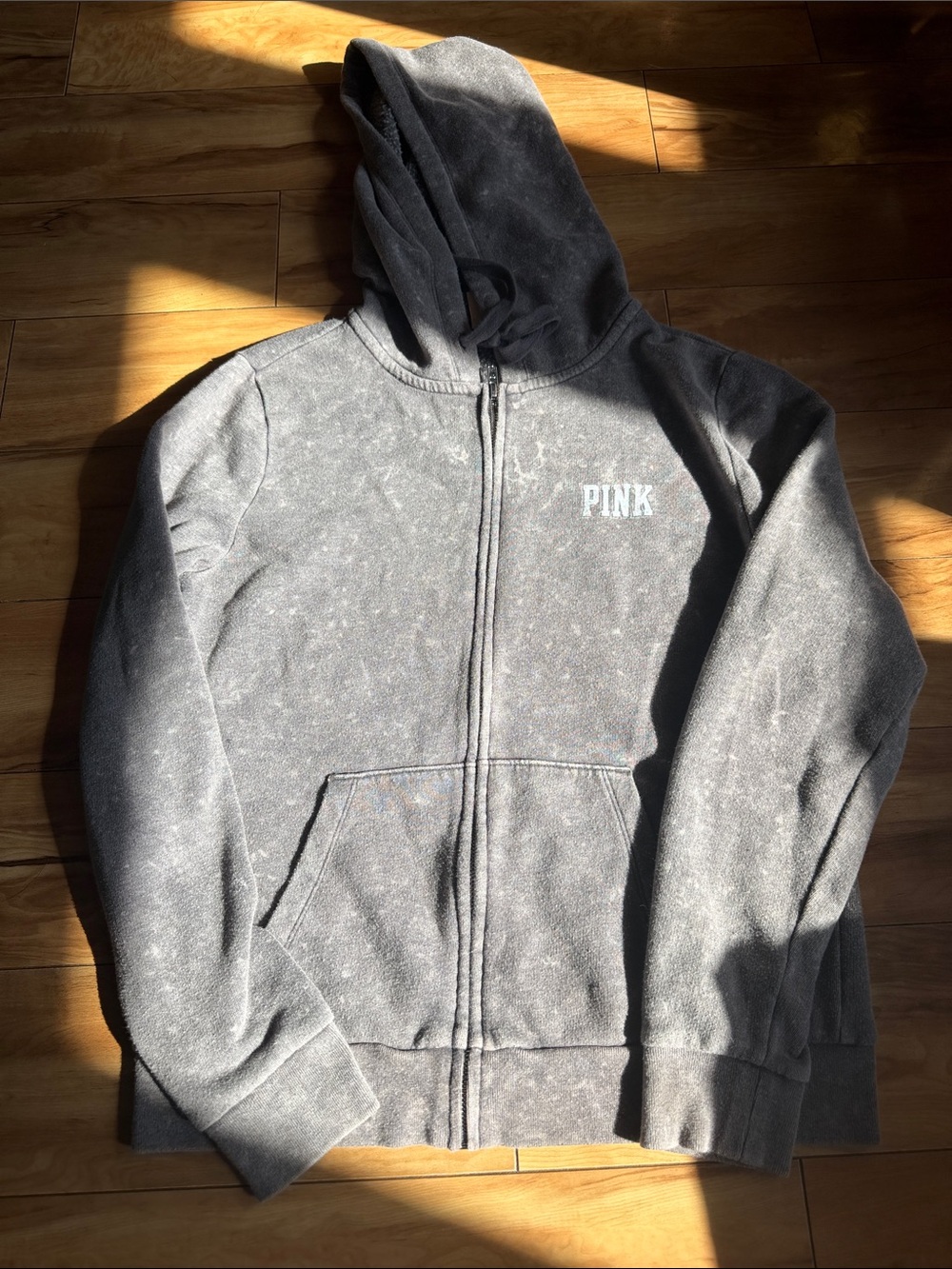 Y2k PINK Victoria's Secret Gray Zip-Up Hoodie with Hood